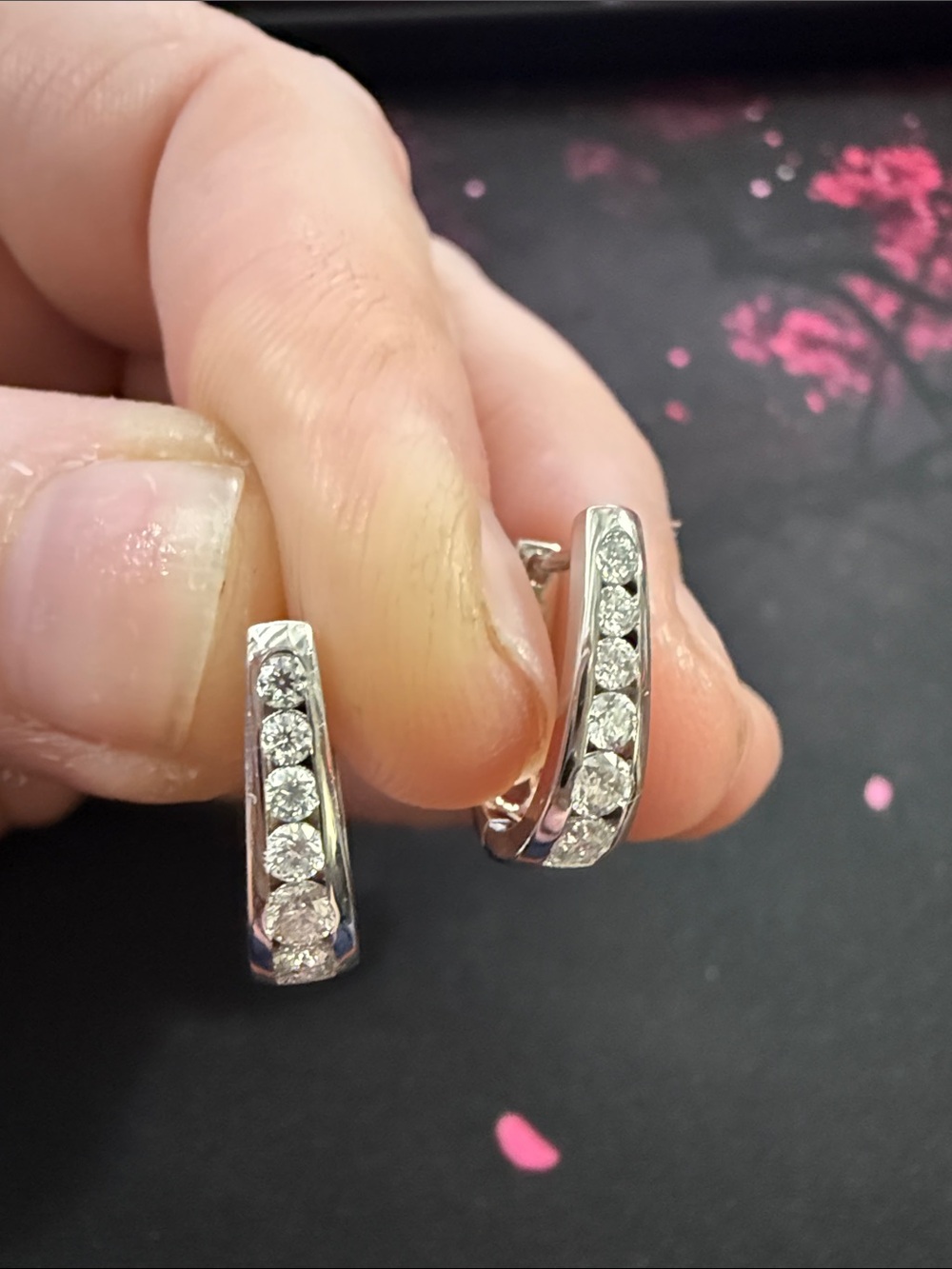 Moissanite Huggie Earrings with Clear Stones